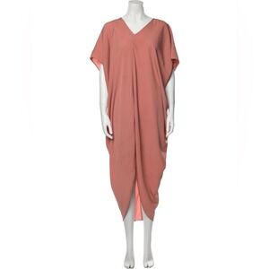 Hatch Maternity One Size Pink Riviera High Low Maxi Dress V Neck FLAW